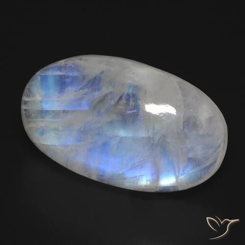 9,17 ctw natürlicher Bläulich-weiß Regenbogenmondstein, Oval, Transparent