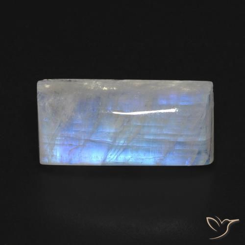 7.29ct Natürlicher Bläulich-weiß Regenbogenmondstein, Baguette, Transparent