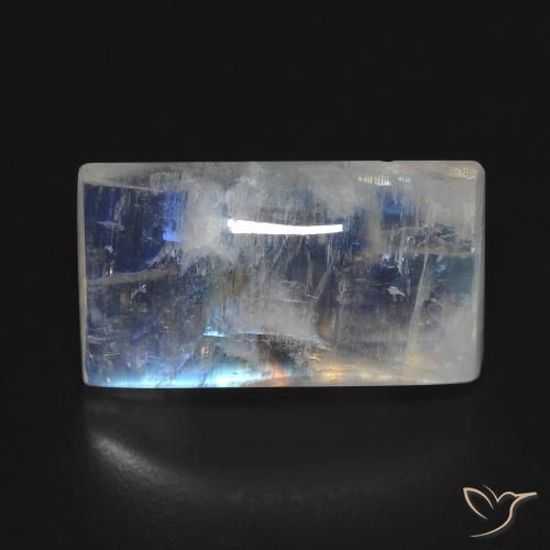 7.85ct Natürlicher Bläulich-weiß Regenbogenmondstein, Baguette, Transparent