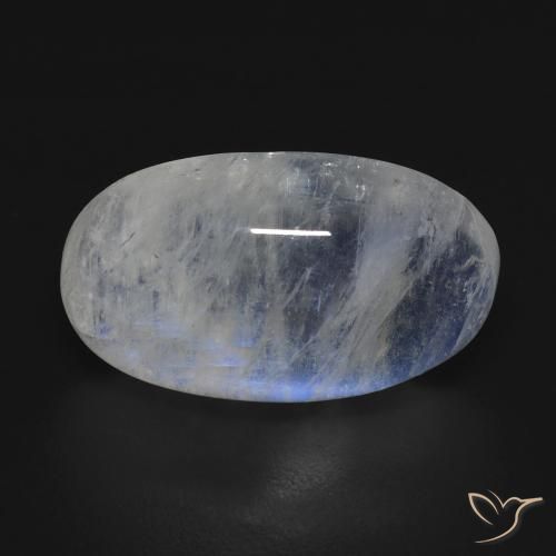 12.73ct Natürlicher Bläulich-weiß Regenbogenmondstein, Oval, Transparent
