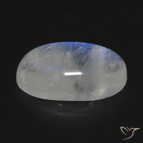 9,17 ctw natürlicher Bläulich-weiß Regenbogenmondstein, Oval, Transparent