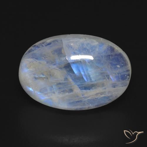 17.11ct Natürlicher Bläulich-weiß Regenbogenmondstein, Oval, Transparent