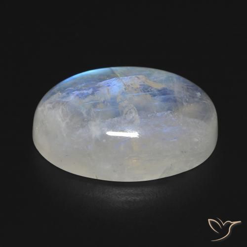 9,17 ctw natürlicher Bläulich-weiß Regenbogenmondstein, Oval, Transparent