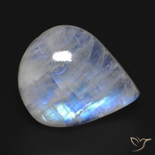 16.02ct Natürlicher Bläulich-weiß Regenbogenmondstein, Birnenform, Transparent