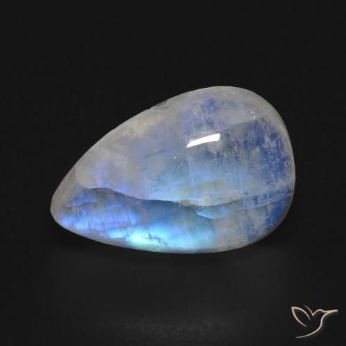 8.49ct Natürlicher Bläulich-weiß Regenbogenmondstein, Birnenform, Transparent