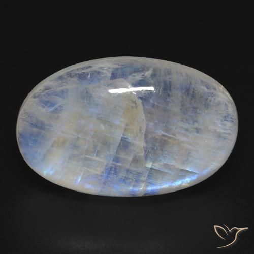 25.56ct Natürlicher Bläulich-weiß Regenbogenmondstein, Oval, Transparent