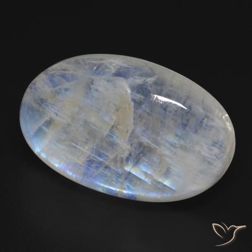 9,17 ctw natürlicher Bläulich-weiß Regenbogenmondstein, Oval, Transparent