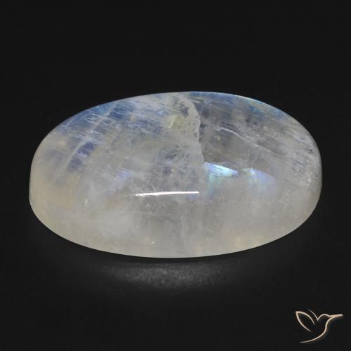 9,17 ctw natürlicher Bläulich-weiß Regenbogenmondstein, Oval, Transparent