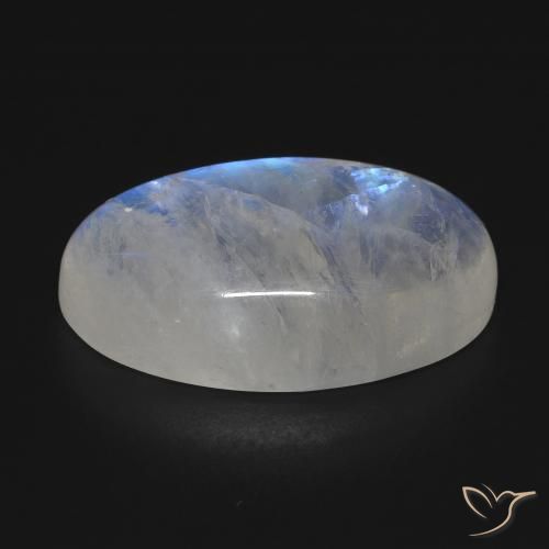 9,17 ctw natürlicher Bläulich-weiß Regenbogenmondstein, Oval, Transparent