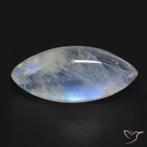 9.62ct Natürlicher Bläulich-weiß Regenbogenmondstein, Marquise, Transparent