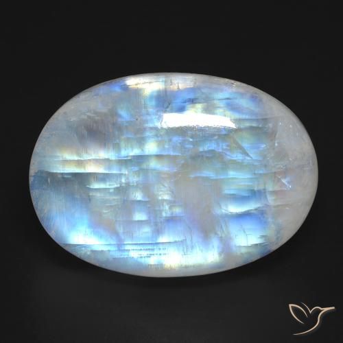 25.97ct Natürlicher Bläulich-weiß Regenbogenmondstein, Oval, Lichtdurchlässig