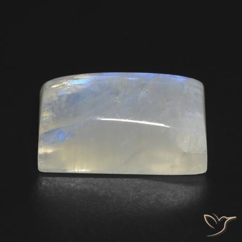 9,17 ctw natürlicher Bläulich-weiß Regenbogenmondstein, Baguette, Transparent