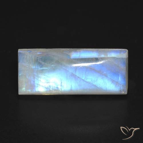 9.46ct Natürlicher Bläulich-weiß Regenbogenmondstein, Baguette, Transparent