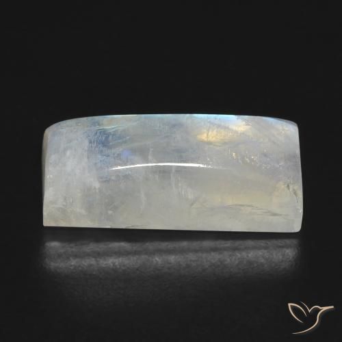 9,17 ctw natürlicher Bläulich-weiß Regenbogenmondstein, Baguette, Transparent