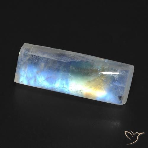 9,17 ctw natürlicher Bläulich-weiß Regenbogenmondstein, Baguette, Transparent