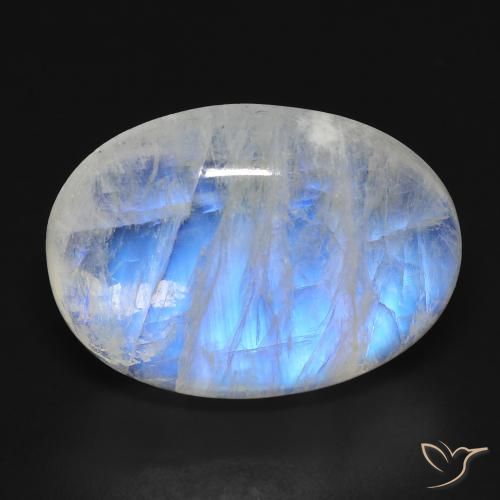 17.74ct Natürlicher Bläulich-weiß Regenbogenmondstein, Oval, Transparent