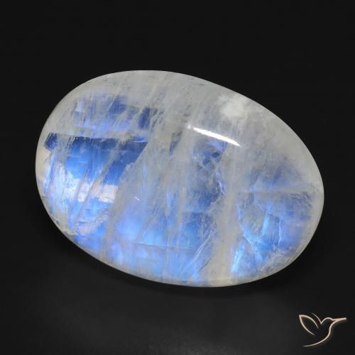 9,17 ctw natürlicher Bläulich-weiß Regenbogenmondstein, Oval, Transparent