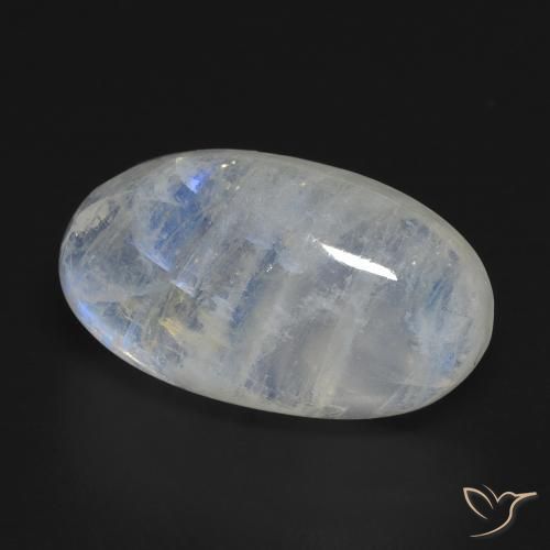 9,17 ctw natürlicher Bläulich-weiß Regenbogenmondstein, Oval, Transparent
