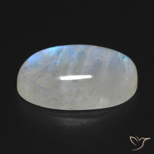 9,17 ctw natürlicher Bläulich-weiß Regenbogenmondstein, Oval, Transparent