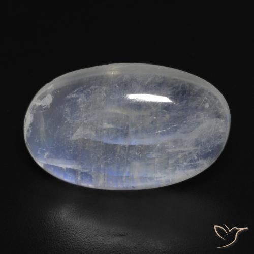 9,17 ctw natürlicher Bläulich-weiß Regenbogenmondstein, Oval, Transparent