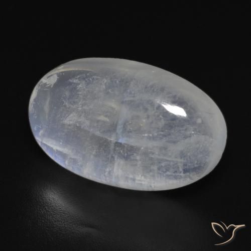 9,17 ctw natürlicher Bläulich-weiß Regenbogenmondstein, Oval, Transparent
