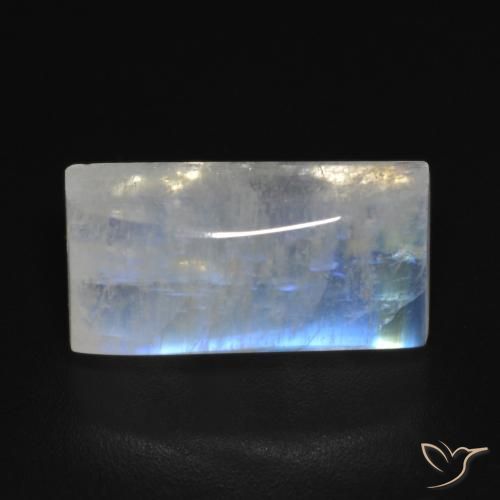 7.10ct Natürlicher Bläulich-weiß Regenbogenmondstein, Baguette, Transparent