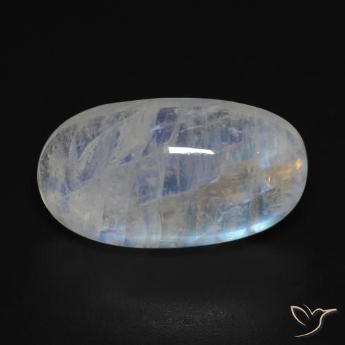 11.85ct Natürlicher Bläulich-weiß Regenbogenmondstein, Oval, Transparent