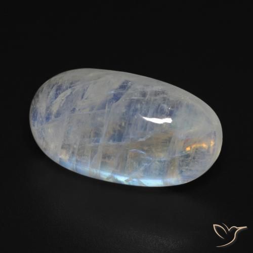 9,17 ctw natürlicher Bläulich-weiß Regenbogenmondstein, Oval, Transparent