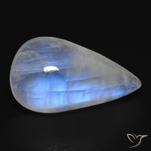 14.18ct Natürlicher Bläulich-weiß Regenbogenmondstein, Birnenform, Transparent