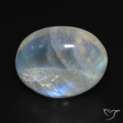 15.46ct Natürlicher Bläulich-weiß Regenbogenmondstein, Oval, Transparent