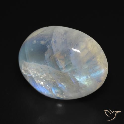 9,17 ctw natürlicher Bläulich-weiß Regenbogenmondstein, Oval, Transparent