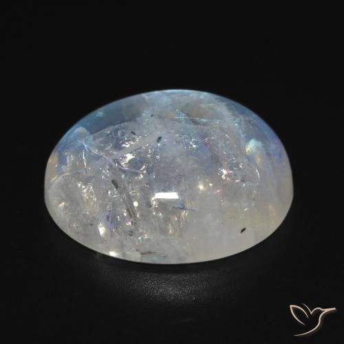 9,17 ctw natürlicher Bläulich-weiß Regenbogenmondstein, Oval, Transparent