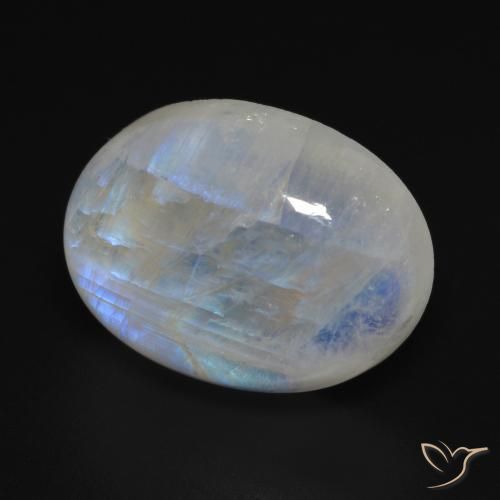 9,17 ctw natürlicher Bläulich-weiß Regenbogenmondstein, Oval, Transparent