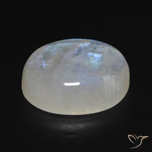 9,17 ctw natürlicher Bläulich-weiß Regenbogenmondstein, Oval, Transparent