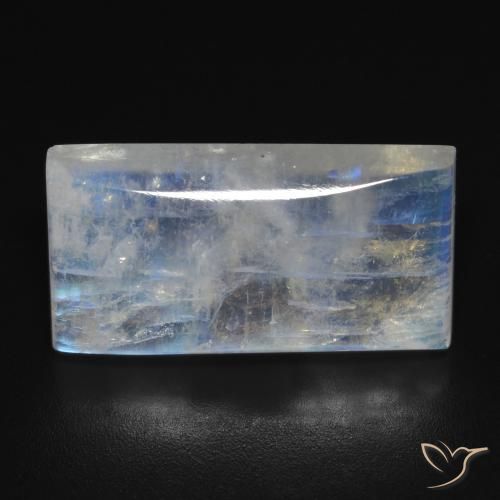 11.79ct Natürlicher Bläulich-weiß Regenbogenmondstein, Baguette, Transparent