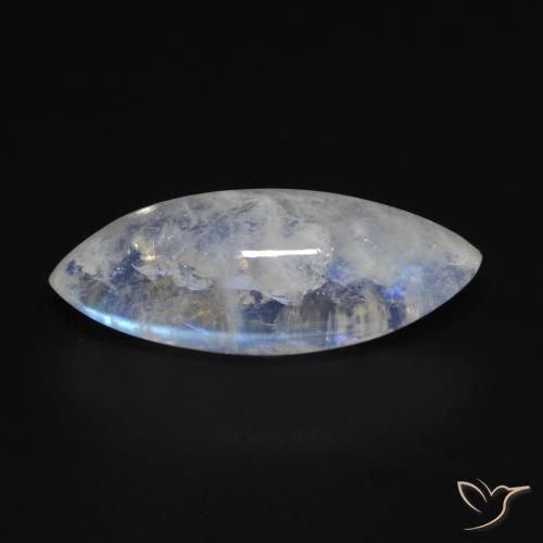 10.53ct Natürlicher Bläulich-weiß Regenbogenmondstein, Marquise, Transparent