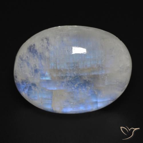 17.16ct Natürlicher Bläulich-weiß Regenbogenmondstein, Oval, Transparent