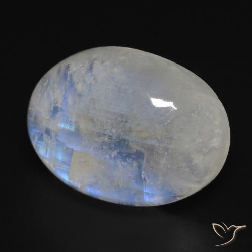 9,17 ctw natürlicher Bläulich-weiß Regenbogenmondstein, Oval, Transparent
