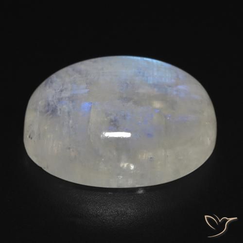 9,17 ctw natürlicher Bläulich-weiß Regenbogenmondstein, Oval, Transparent