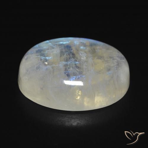 9,17 ctw natürlicher Bläulich-weiß Regenbogenmondstein, Oval, Transparent