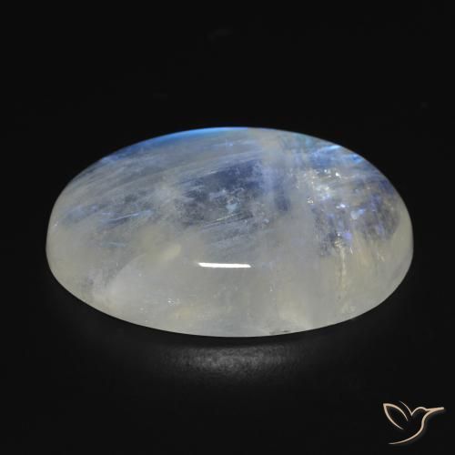9,17 ctw natürlicher Bläulich-weiß Regenbogenmondstein, Oval, Transparent