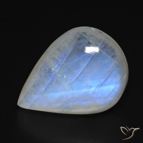 18.15ct Natürlicher Bläulich-weiß Regenbogenmondstein, Birnenform, Transparent