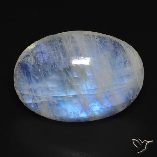 14.74ct Natürlicher Bläulich-weiß Regenbogenmondstein, Oval, Transparent
