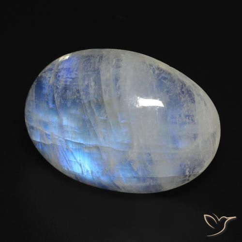 9,17 ctw natürlicher Bläulich-weiß Regenbogenmondstein, Oval, Transparent
