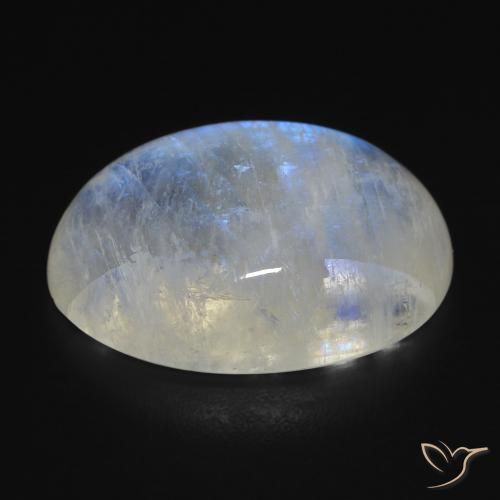 9,17 ctw natürlicher Bläulich-weiß Regenbogenmondstein, Oval, Transparent