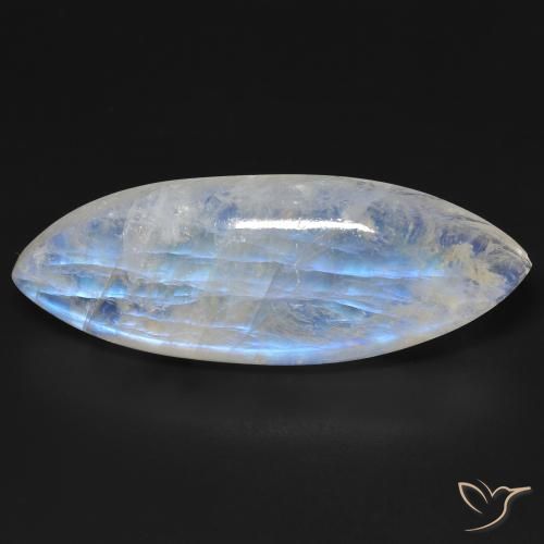 33.16ct Natürlicher Bläulich-weiß Regenbogenmondstein, Marquise, Transparent