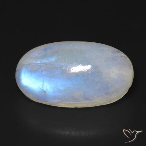 13.19ct Natürlicher Bläulich-weiß Regenbogenmondstein, Oval, Transparent
