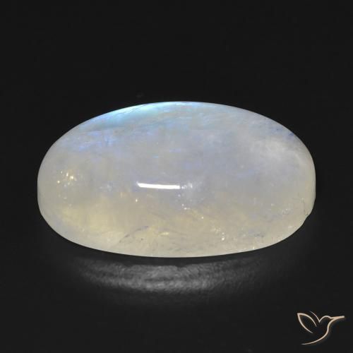 9,17 ctw natürlicher Bläulich-weiß Regenbogenmondstein, Oval, Transparent