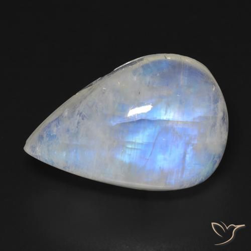 16.35ct Natürlicher Bläulich-weiß Regenbogenmondstein, Birnenform, Transparent