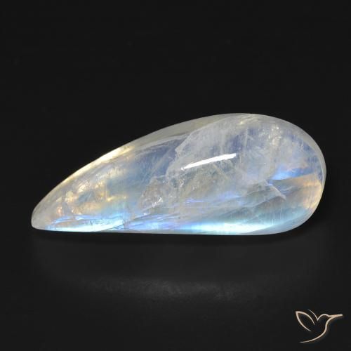 11.93ct Natürlicher Bläulich-weiß Regenbogenmondstein, Fantasie, Transparent